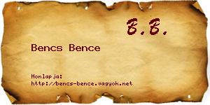 Bencs Bence névjegykártya